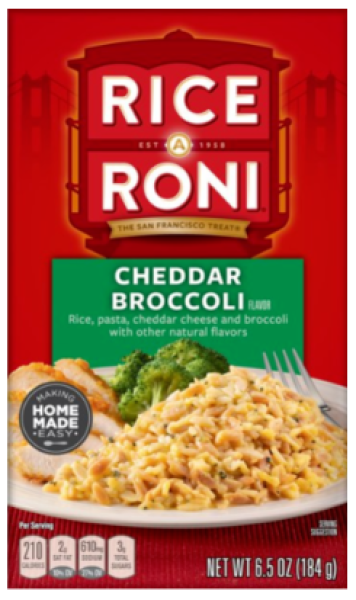 RICE RONI 'Cheddar Broccoli' Rice, Pasta, Cheddar Cheese & Broccoli 184 gr